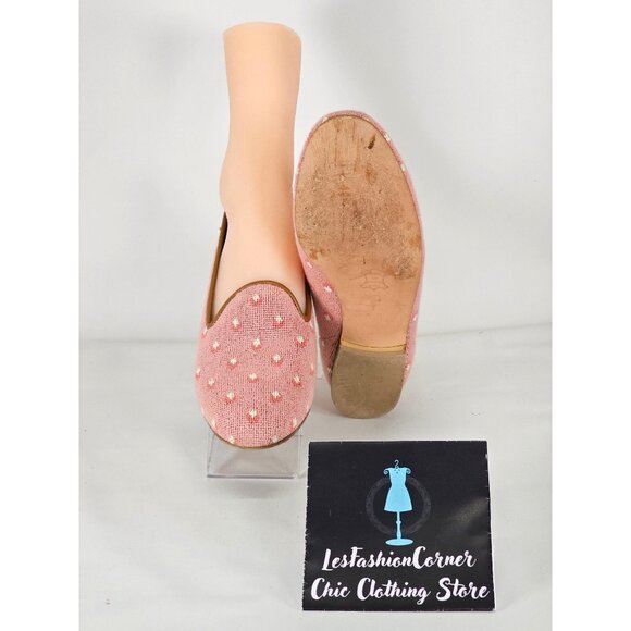 Zalo Women's Pink Flower Print Slip-On Loafers With Brown Leather Trim Sz 8 191 - Picture 3 of 14